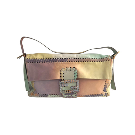 Vintage Fendi XXL Pastel Rainbow Whipstitch Baguette-B