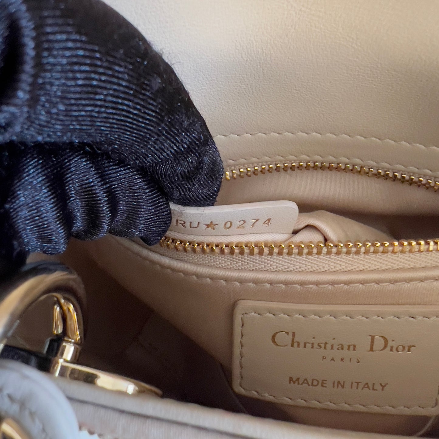 Dior Mini Tan Beaded Ladydior Bag