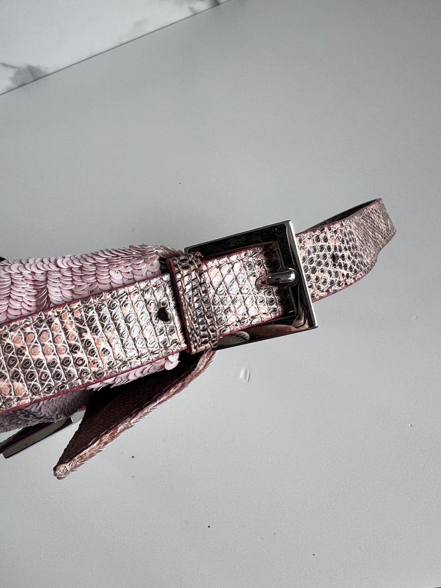 Vintage Fendi pink sequin baguette