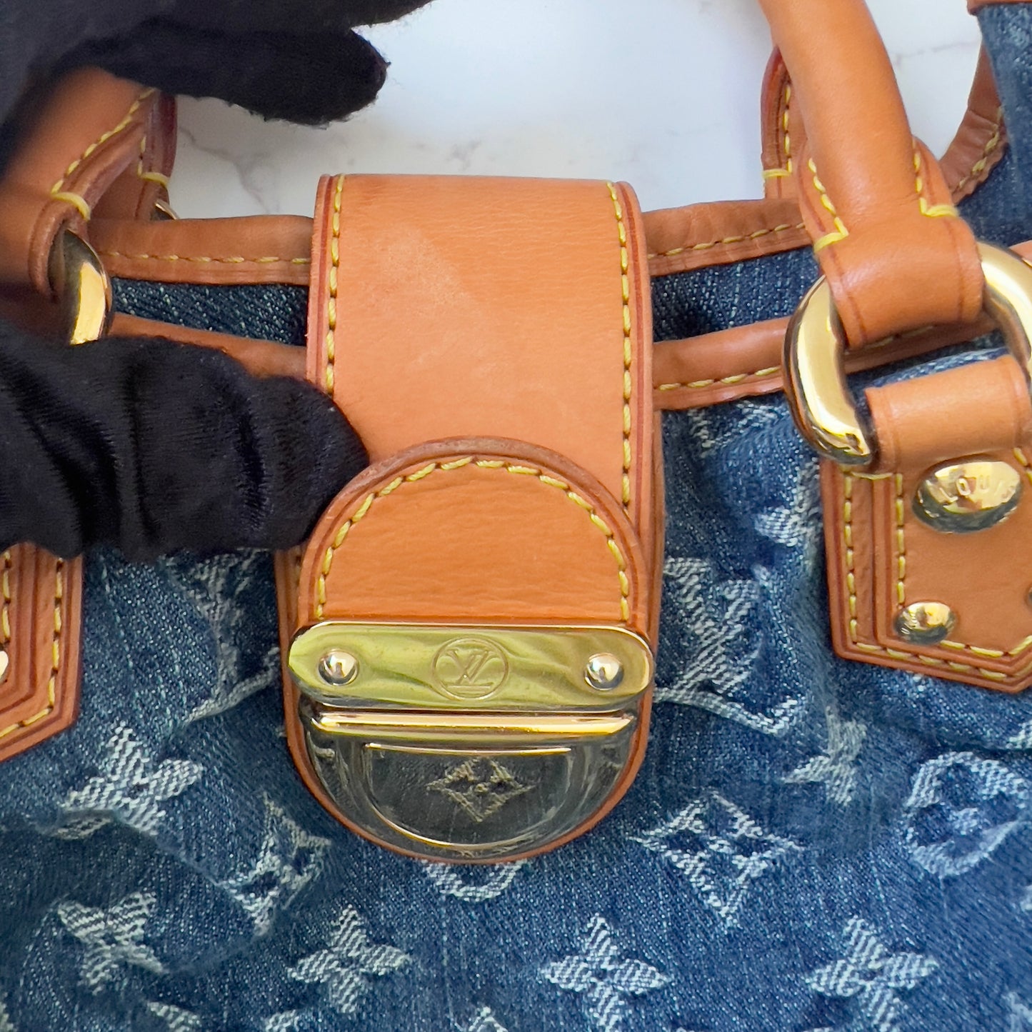 LOUIS VUITTON Monogram Denim Pleaty Blue