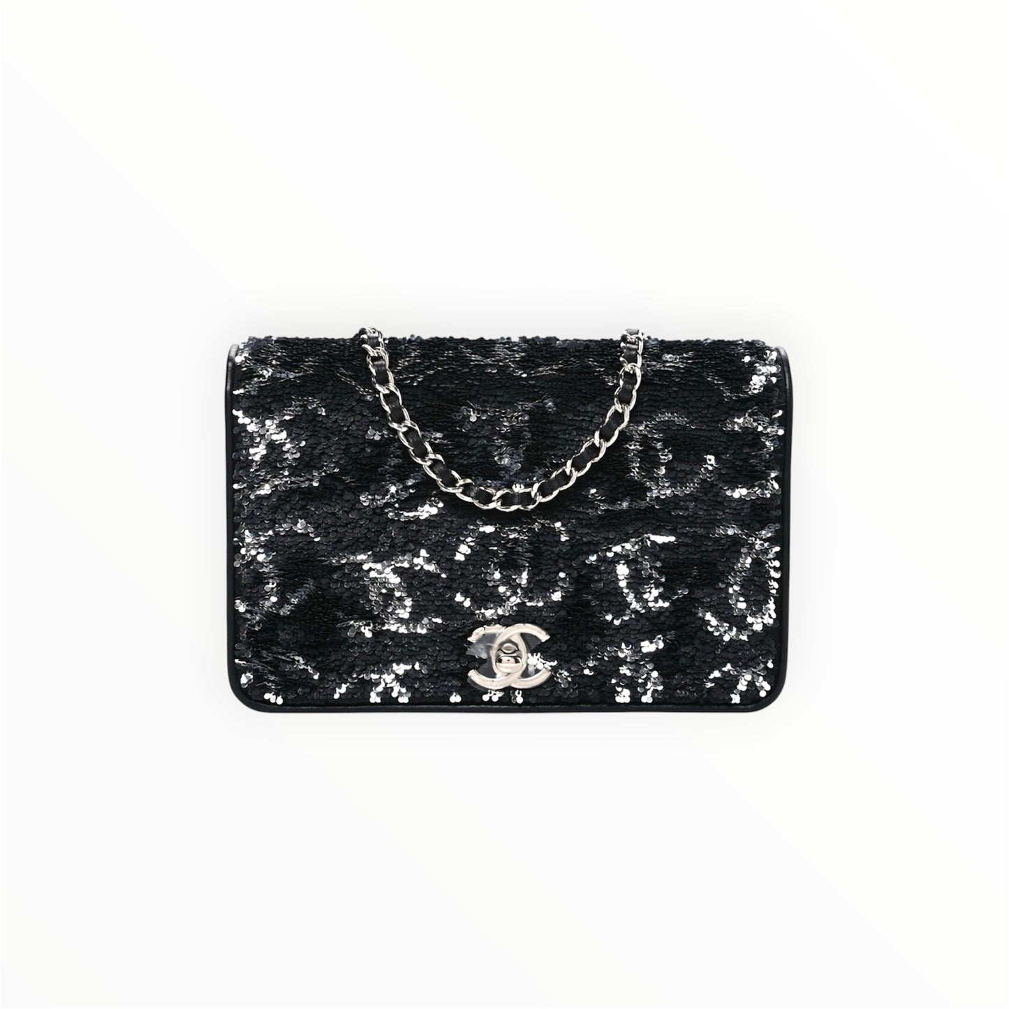 NWOT！23K Chanel Classic Reversible Sequin CC Wallet On Chain Handbag Rare Limited