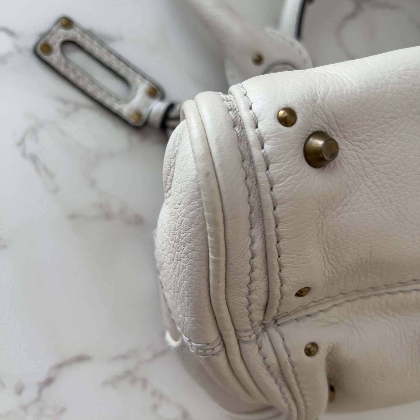 Chloé small Paddington padlock leather tote bag white