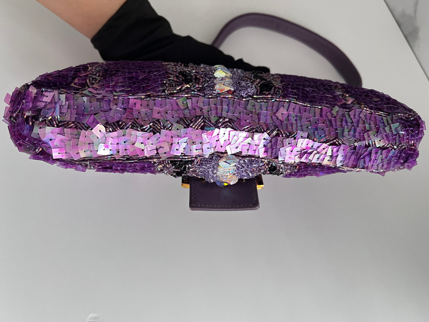 Fendi purple sequin baguette