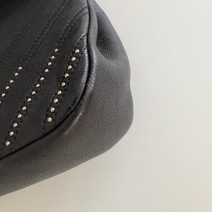 Chanel Calfskin Studded Chevron Medium Stud Wars Flap Black