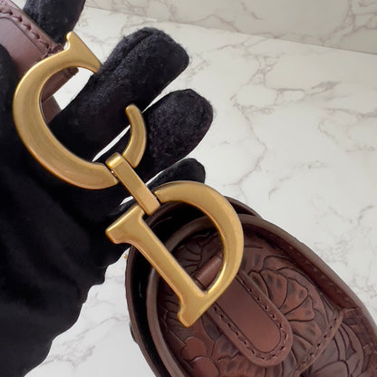Dior Laser-Cut Floral Leather Saddle