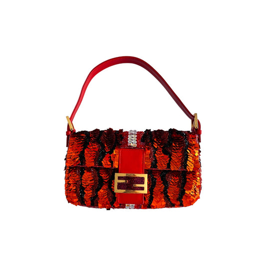 Rare!Vintage Fendi Orange sequin baguette