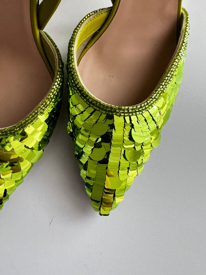 Fendi green sequin high heels size7