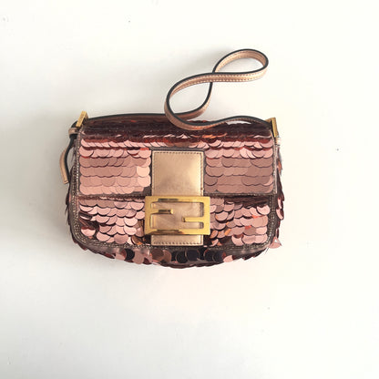 Fendi rose gold sequin mini baguette