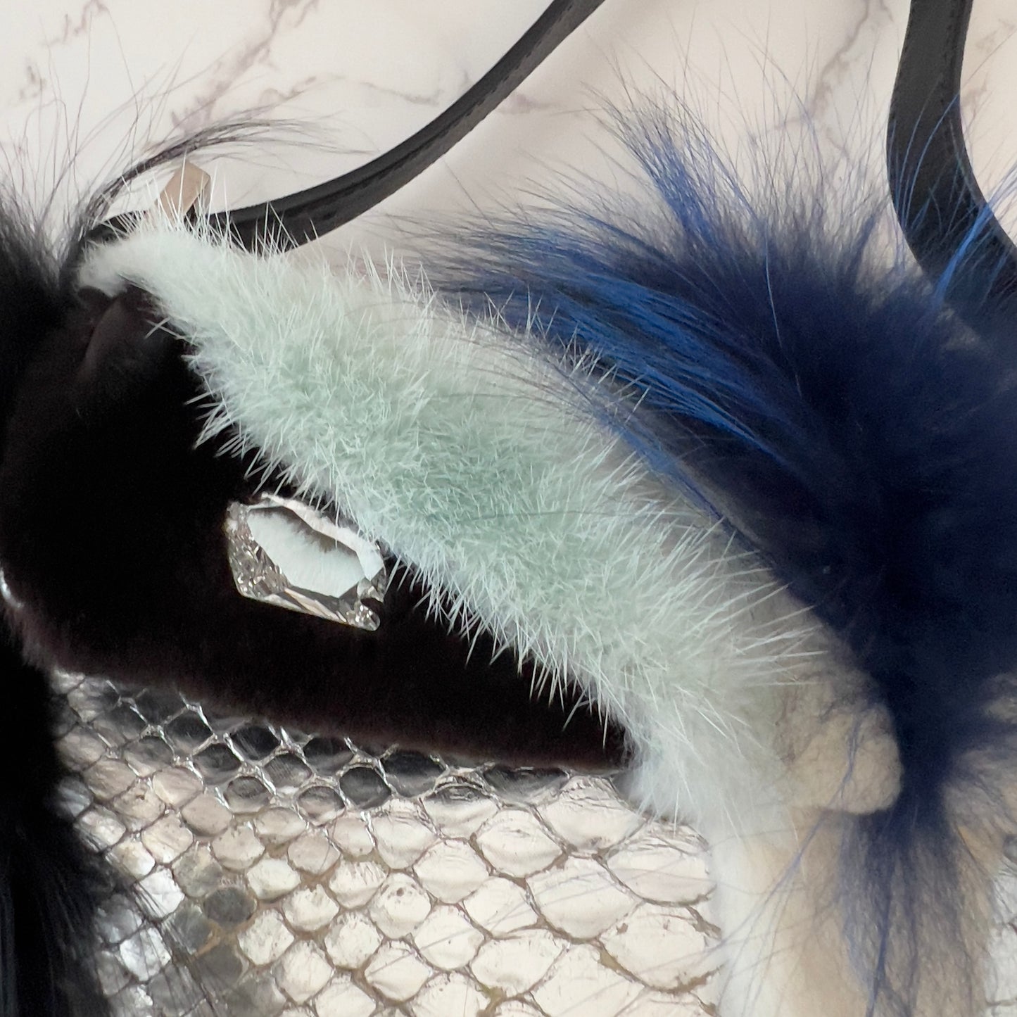 Fendi Angry Bird Python & Fur Baguette