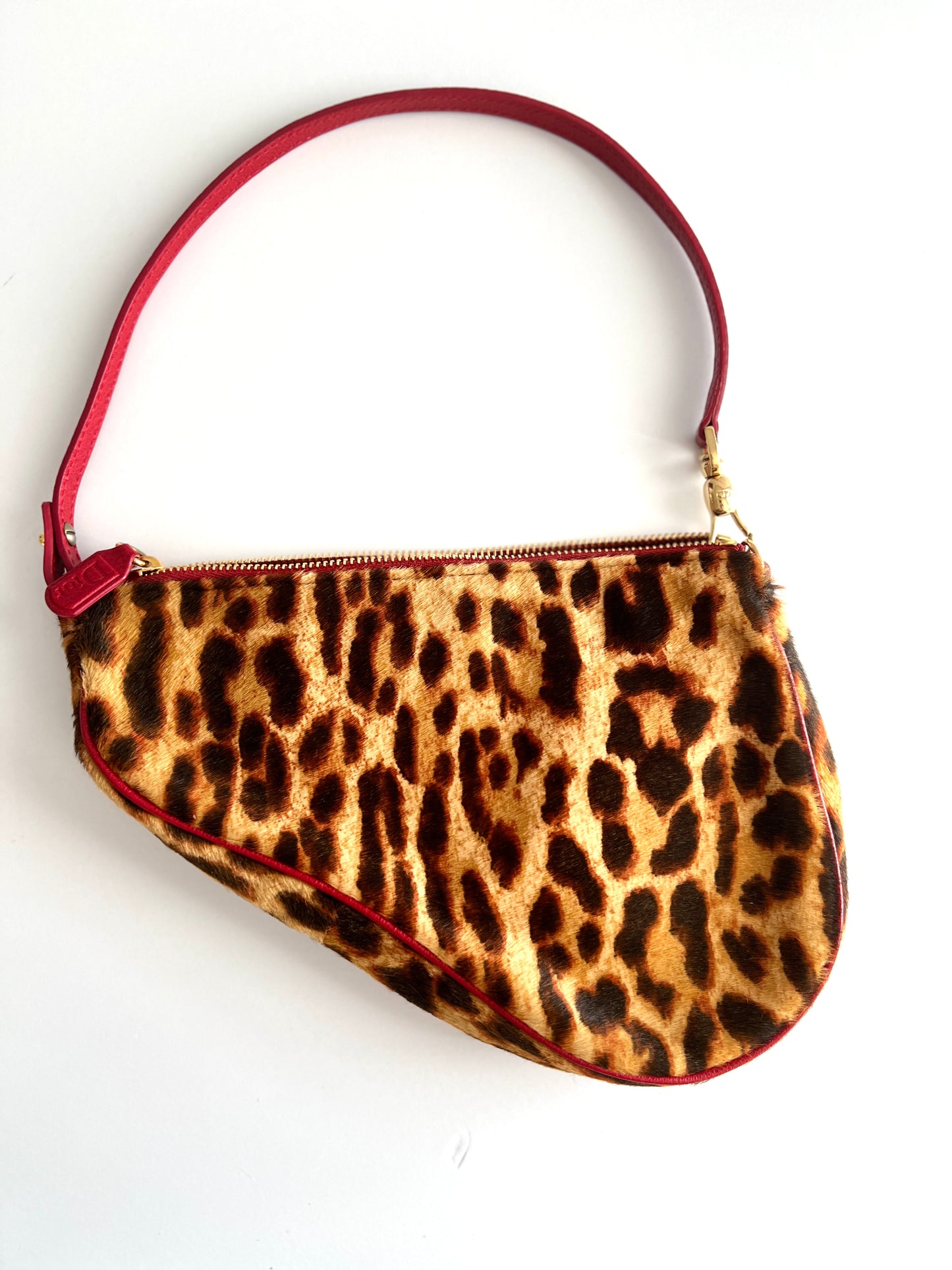 Dior cheetah pony hair saddle bag