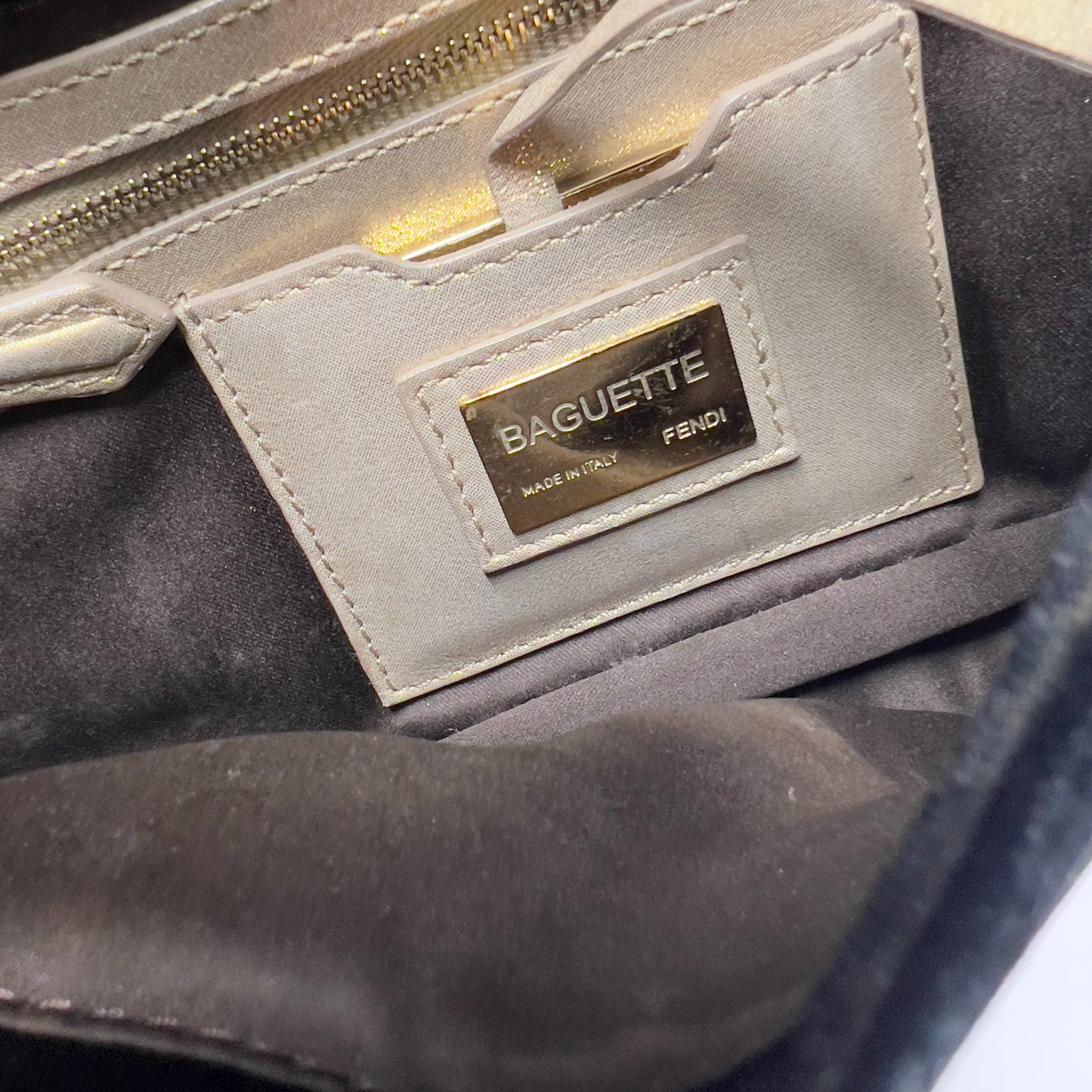 Fendi Black Velvet Gold Tassel Baguette