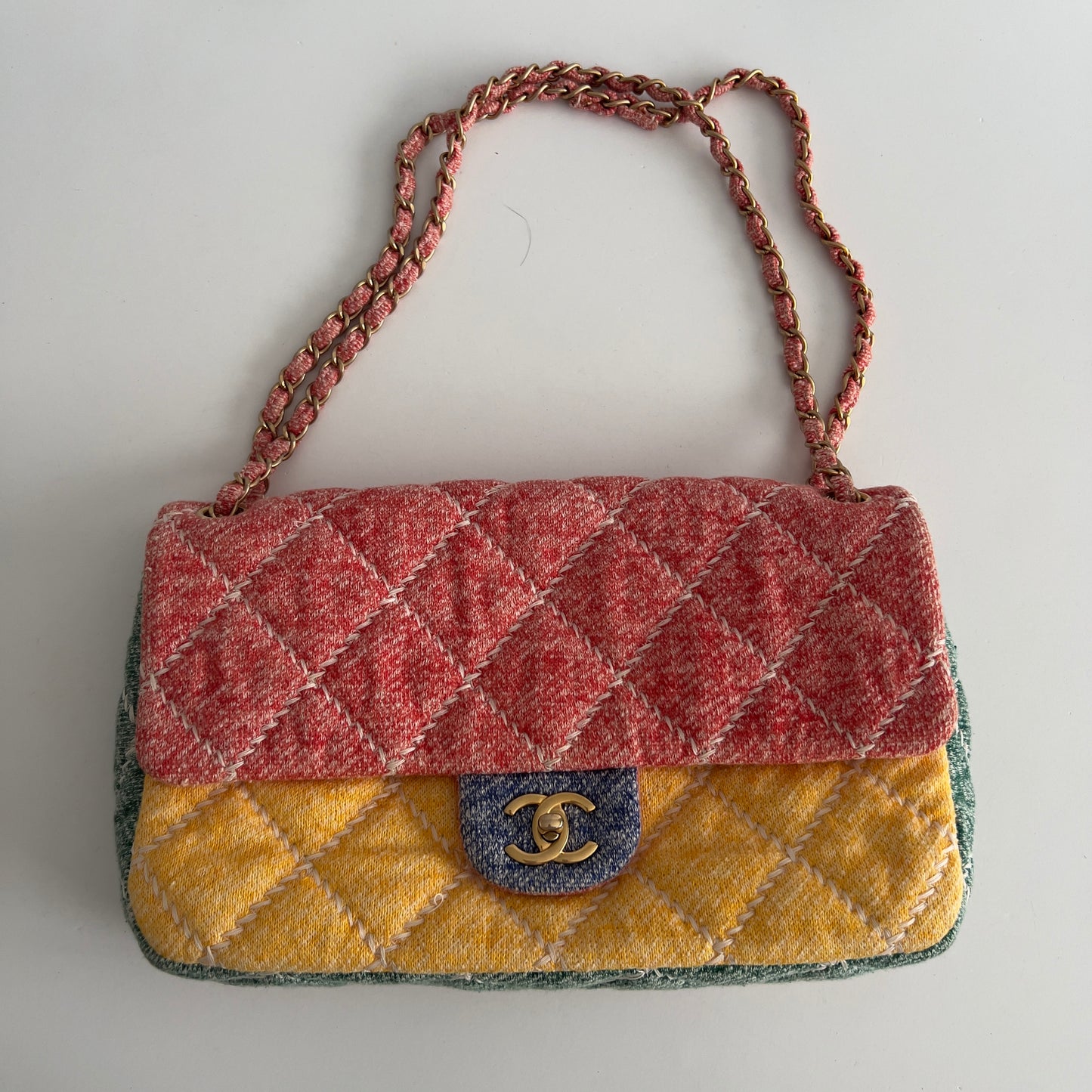 Chanel Multi Jumbo Multicolor Quilted Jersey Ultimate Stitch Flap Multiple colors