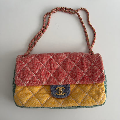 Chanel Multi Jumbo Multicolor Quilted Jersey Ultimate Stitch Flap Multiple colors