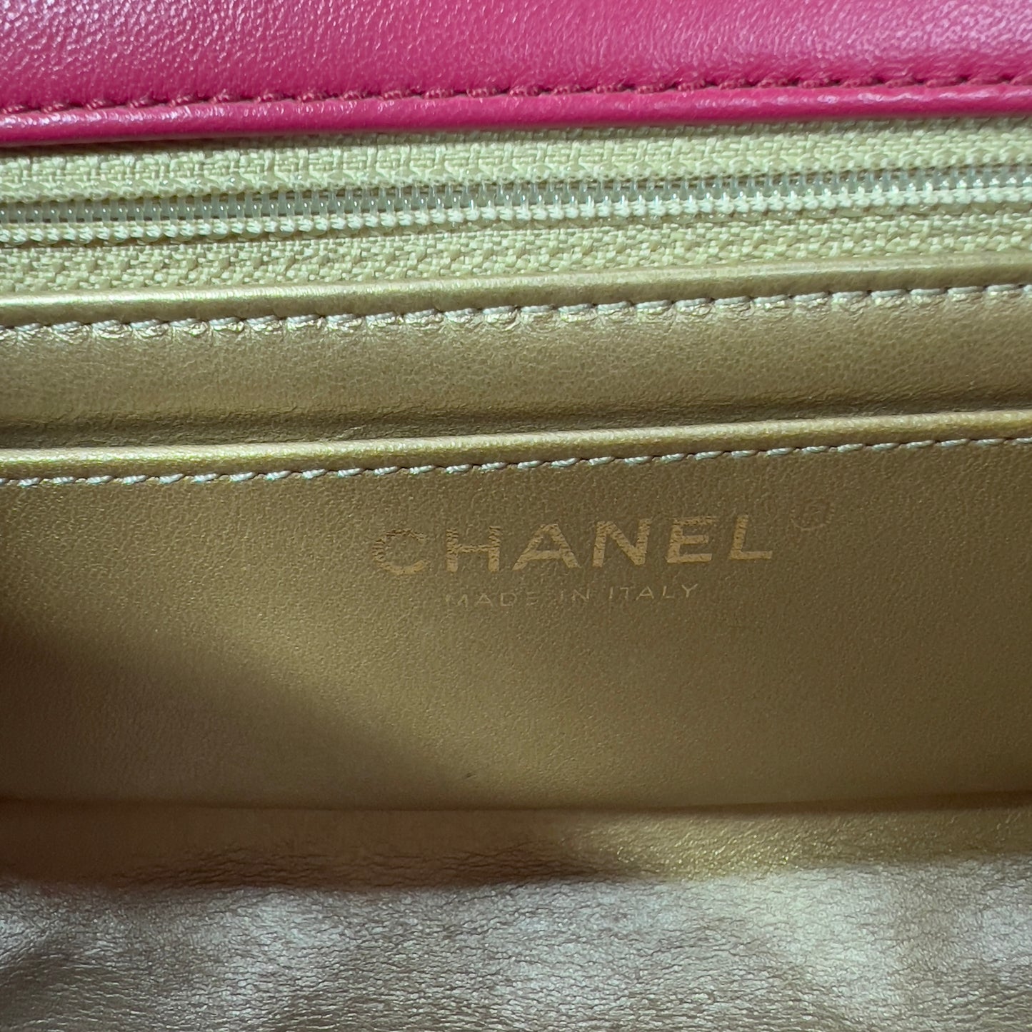 Chanel Dark Pink Lambskin Quilted Mini Rectangular Crush Flap Bag