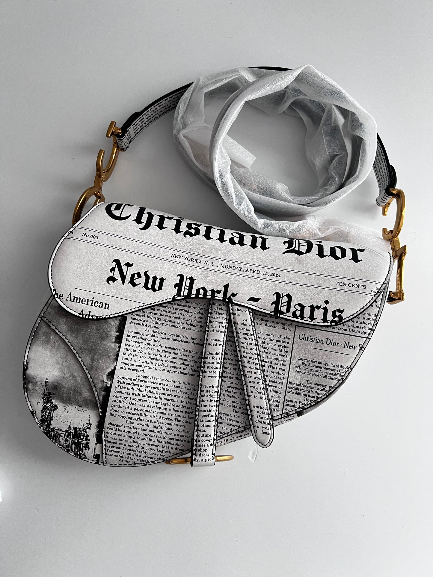 Dior calfskin newspaper saddle bag