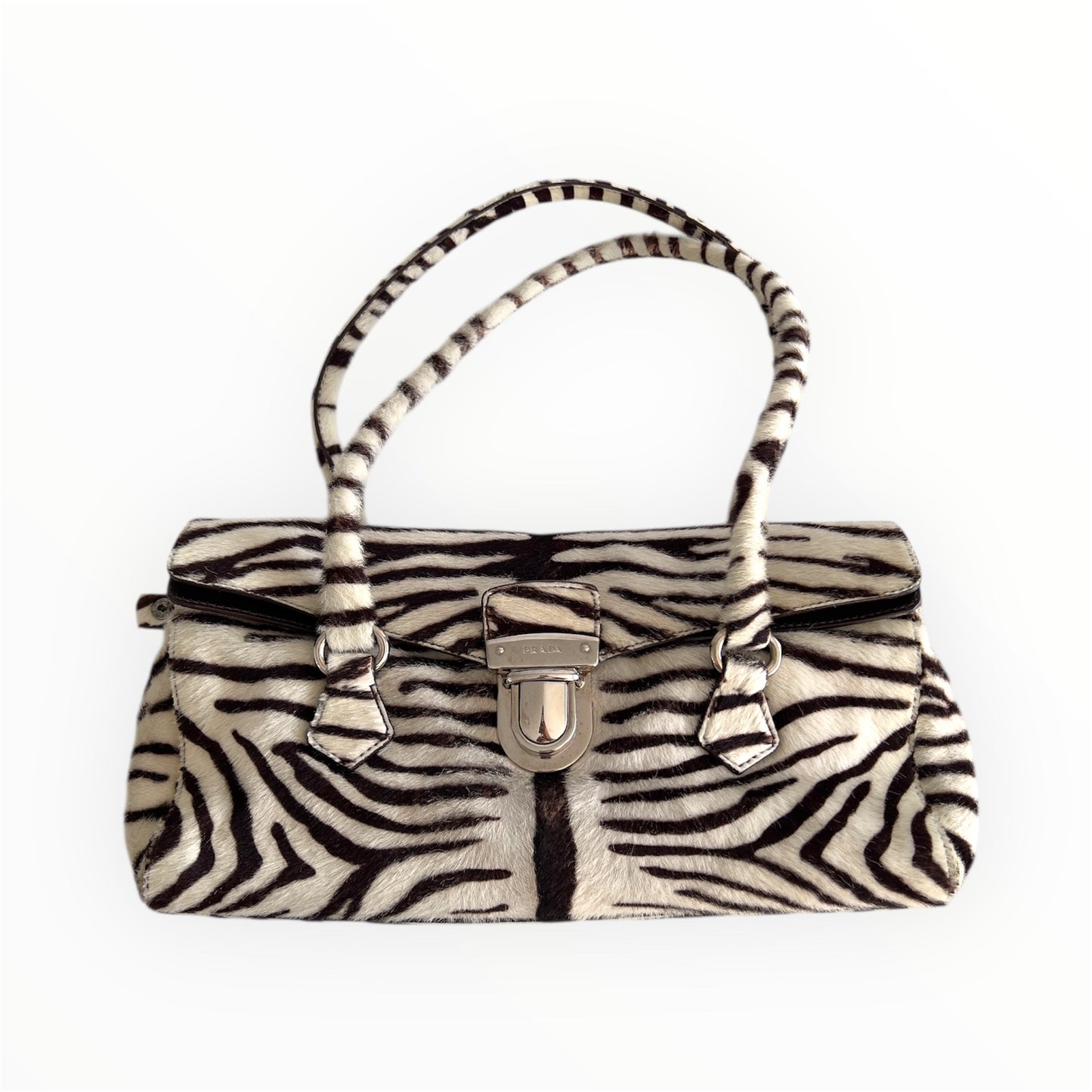 Prada Zebra Print Pony Hair Shoulder Bag