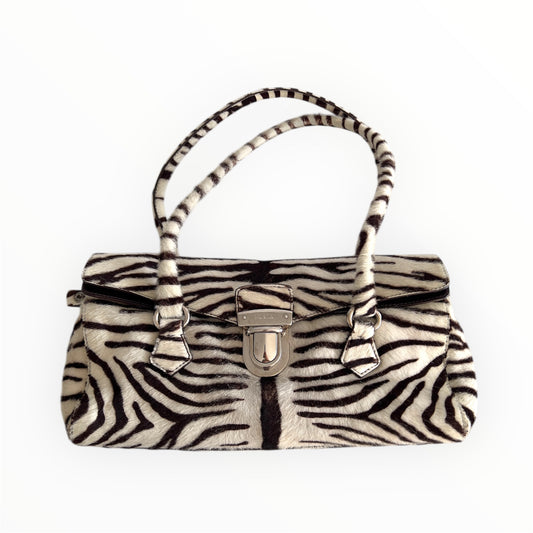 Prada Zebra Print Pony Hair Shoulder Bag