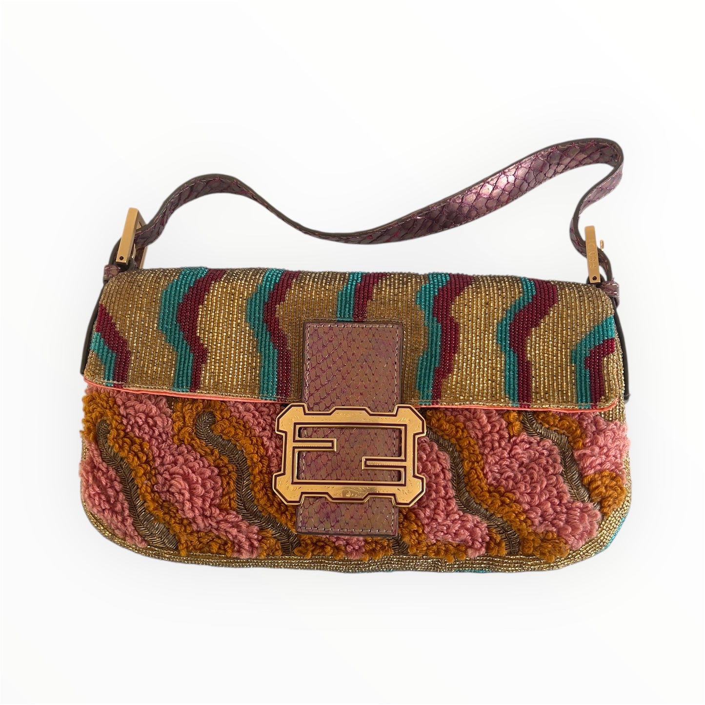 Ultra Rare Vintage Fendi Beaded Embroidered Baguette