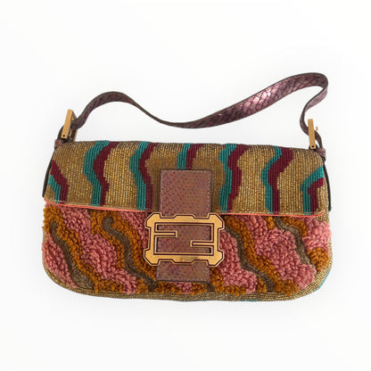 Ultra Rare Vintage Fendi Beaded Embroidered Baguette