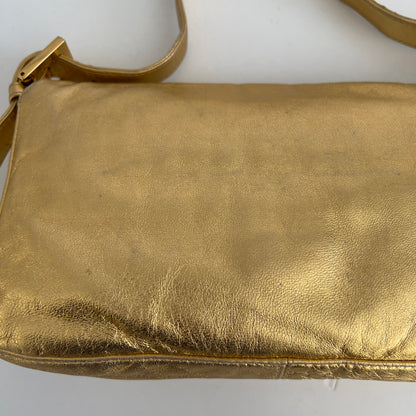 Vintage Fendi Gold Leather Baguette