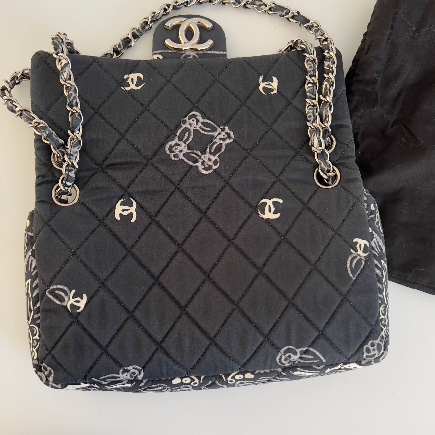 Vintage Chanel Blue Bandana Paisley Qualitied Canva Flap Bag