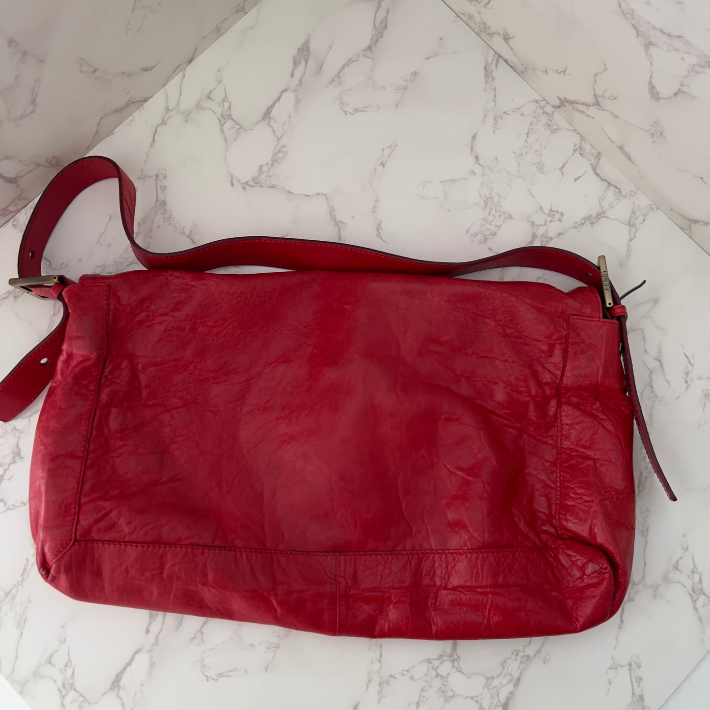 Fendi Whipstitch XXL Baguette Red