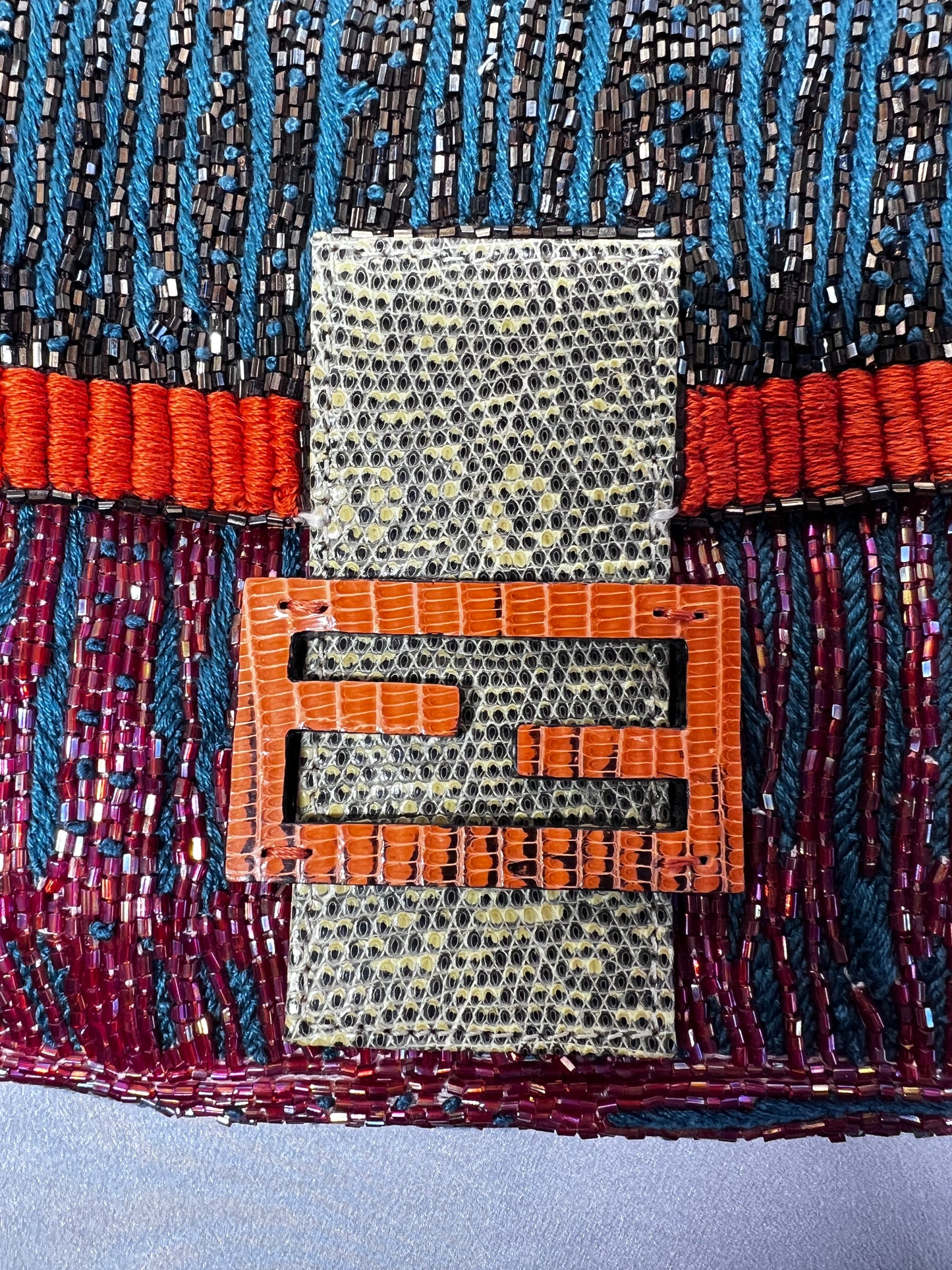 Fendi multi color lizard skin strap baguette