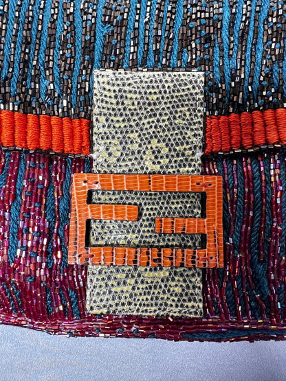 Fendi multi color lizard skin strap baguette