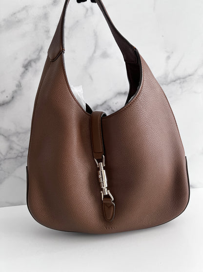 Gucci brown grain leather hobo bag