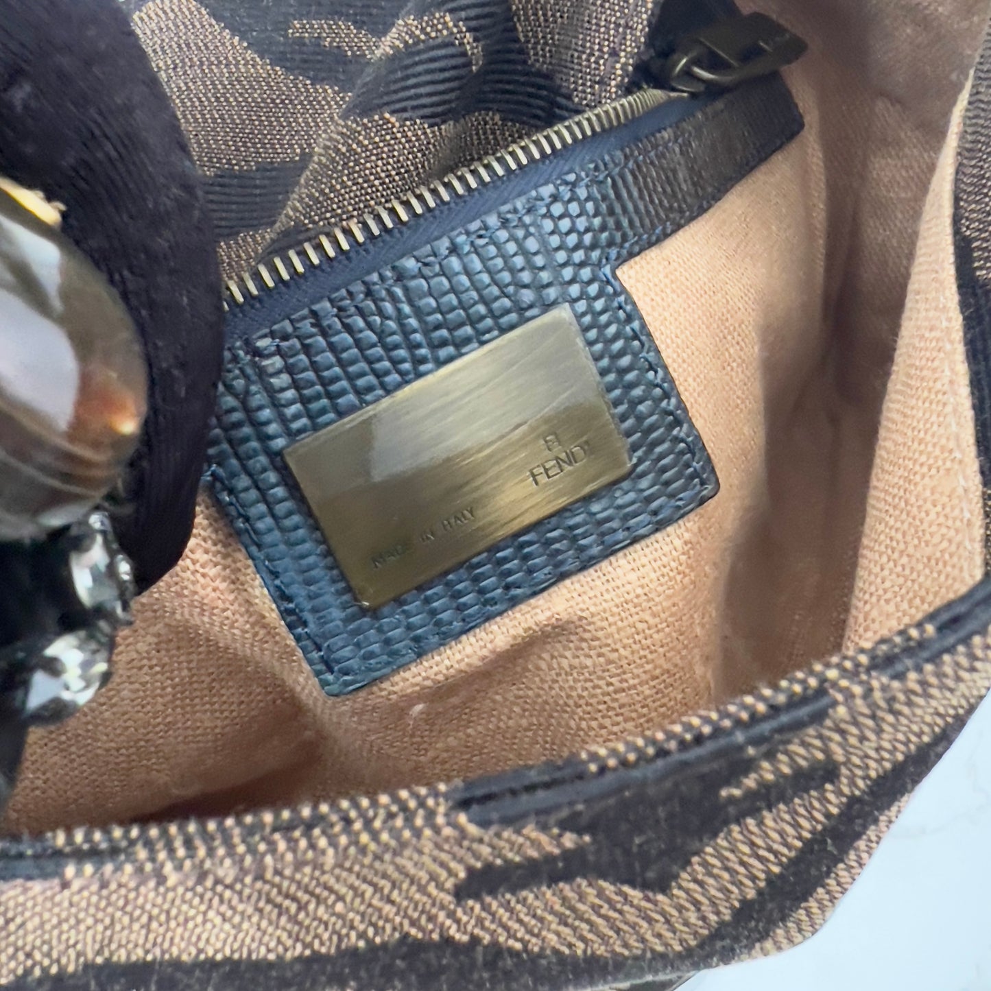 Vintage Fendi Zebra Print Crab buckle baguette