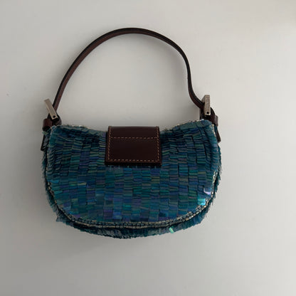 Vintage Fendi Blue Sequin Crossiant