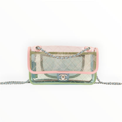 Chanel 18S Coco Splash Pastel Rainbow PVC Medium Flap Bag