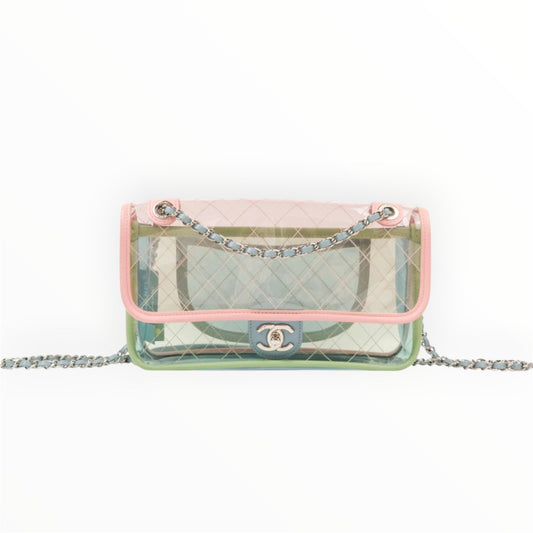 Chanel 18S Coco Splash Pastel Rainbow PVC Medium Flap Bag
