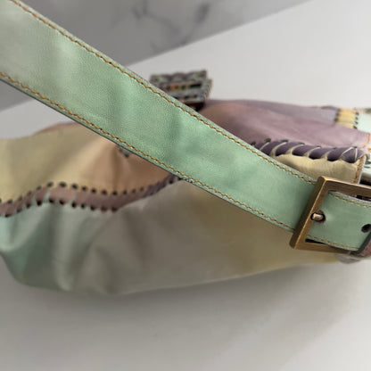 Vintage Fendi XXL Pastel Rainbow Whipstitch Baguette-B