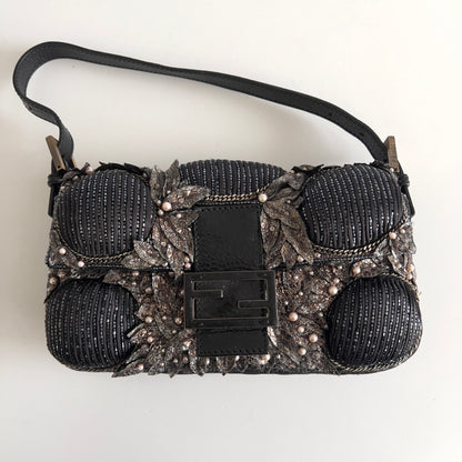 Vintage Fendi Deep Jungle Beaded Embroidery Baguette