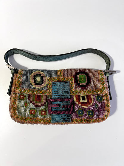 Vintage Fendi Madonna Boho beaded embroidered baguette