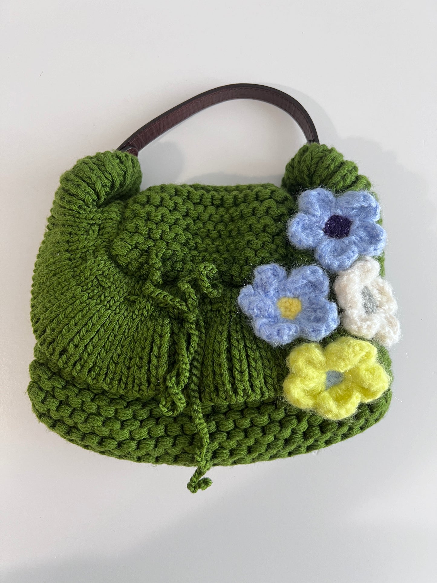 Fendi green wool knit mini bag