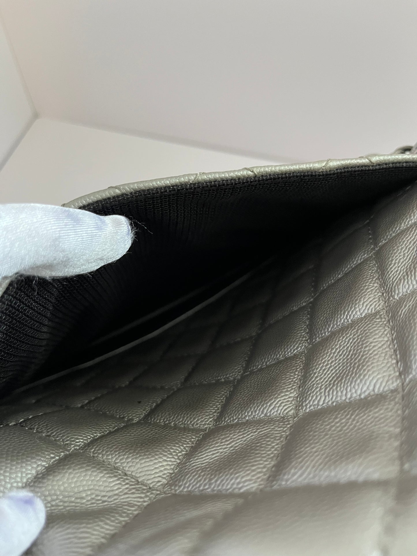 Chanel silver XXL size flap bag