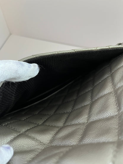 Chanel silver XXL size flap bag