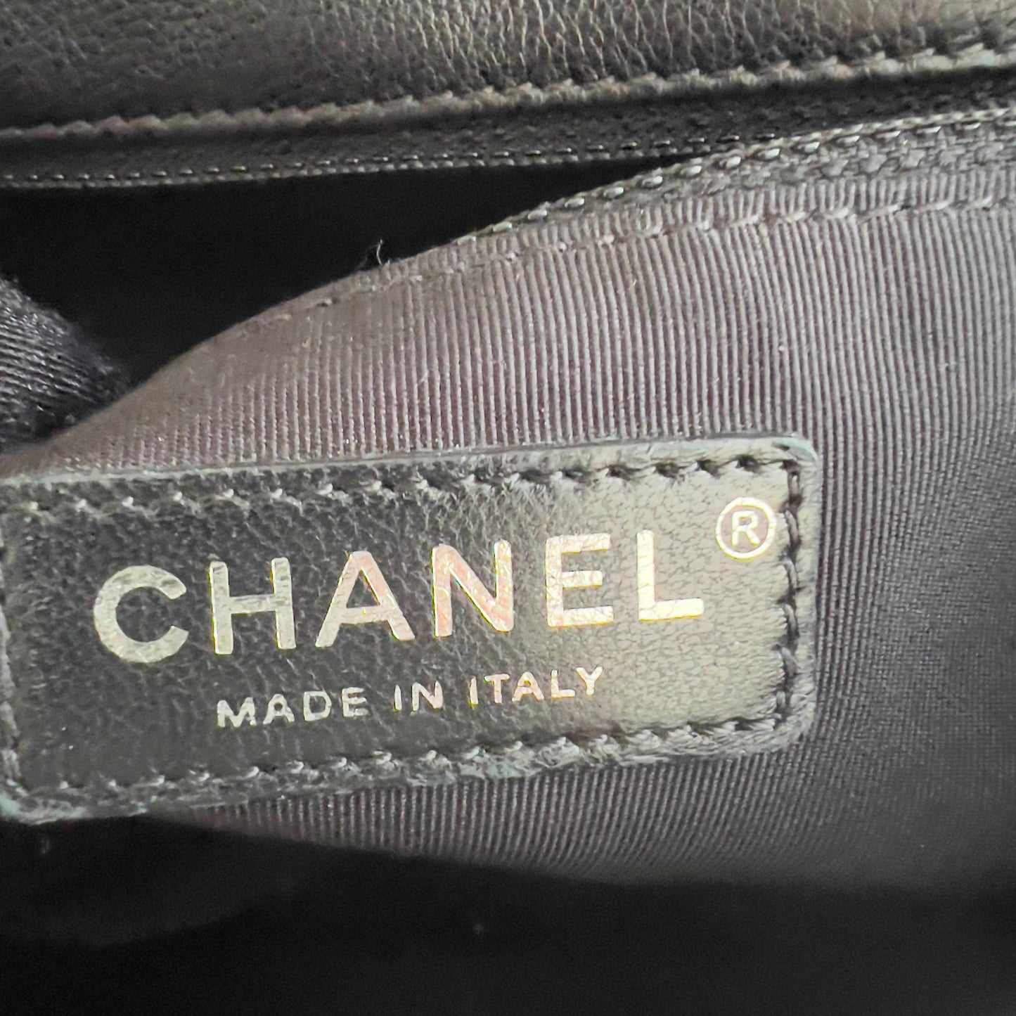 Chanel Calfskin Studded Chevron Medium Stud Wars Flap Black