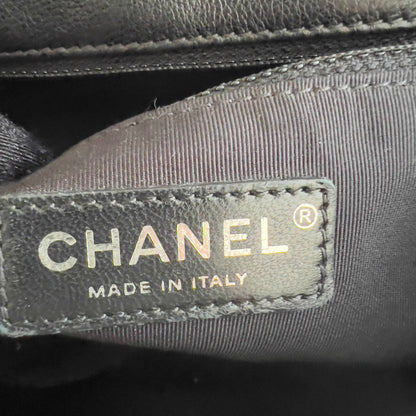 Chanel Calfskin Studded Chevron Medium Stud Wars Flap Black