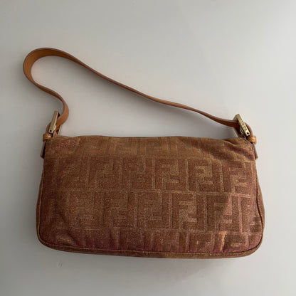 Fendi Peach Metallic Zucca Baguette