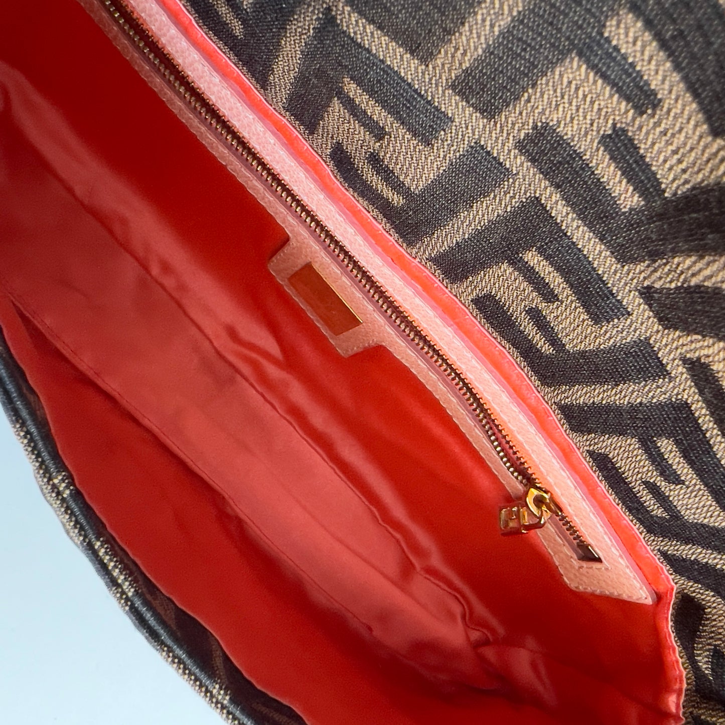 Vintage Fendi Enamel Flower Buckle Zucca Baguette