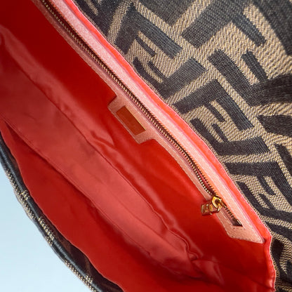 Vintage Fendi Enamel Flower Buckle Zucca Baguette