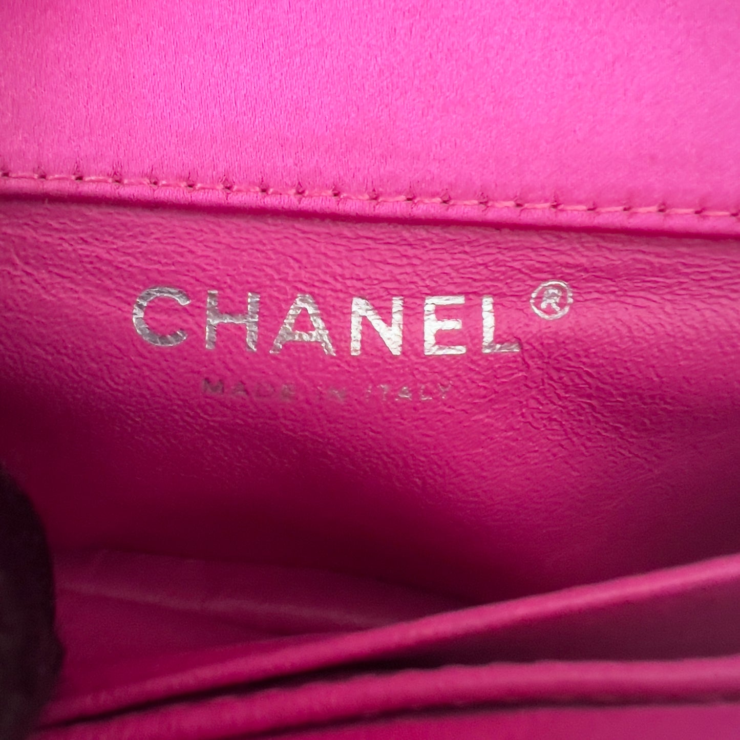 Vintage Chanel pink sequin mini flap bag