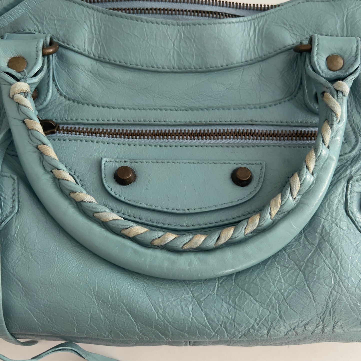 Vintage Balenciaga Light Blue First Bag 925 silver hardware