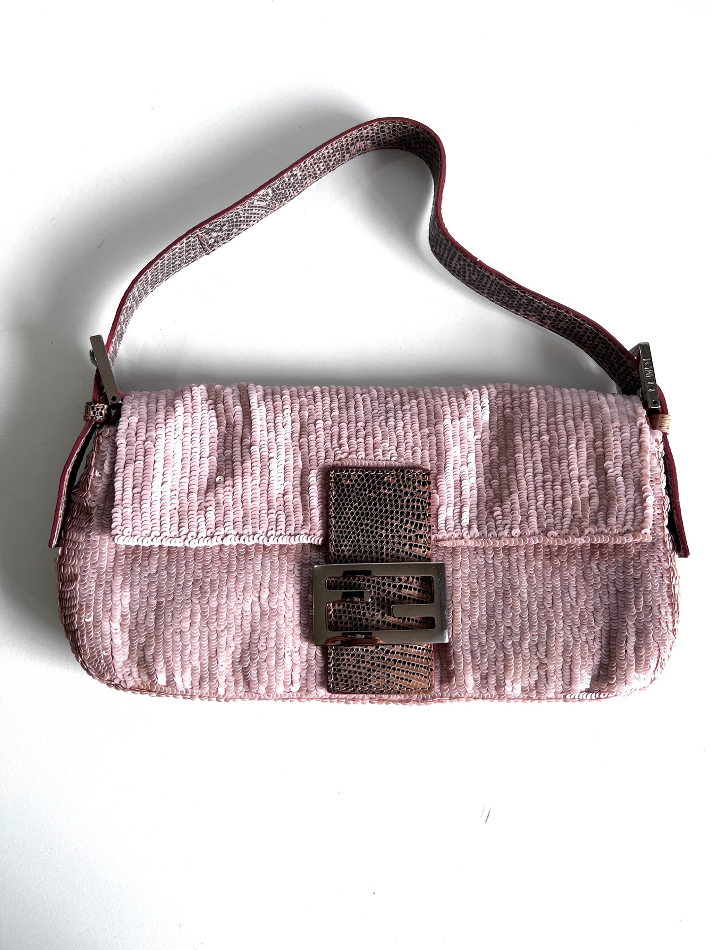 Vintage Fendi pink sequin baguette