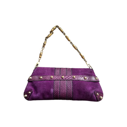 Gucci purple python skin trimmed suede enamel horsebit bag by Tom Ford