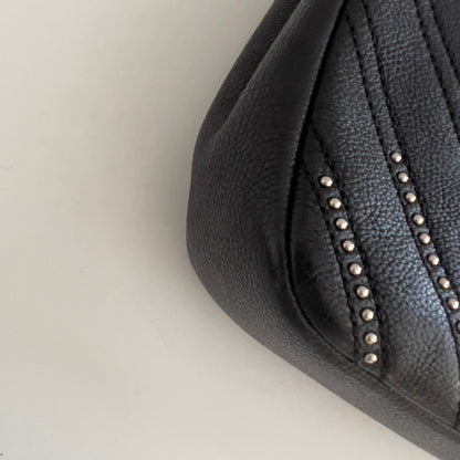 Chanel Calfskin Studded Chevron Medium Stud Wars Flap Black