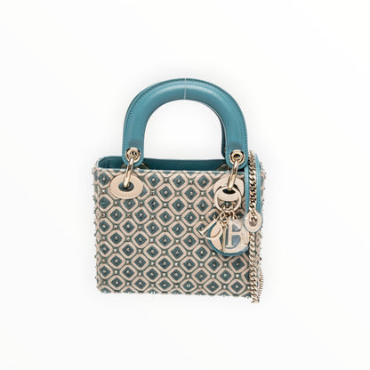 Dior Blue Mini Embellished Ladydior bag